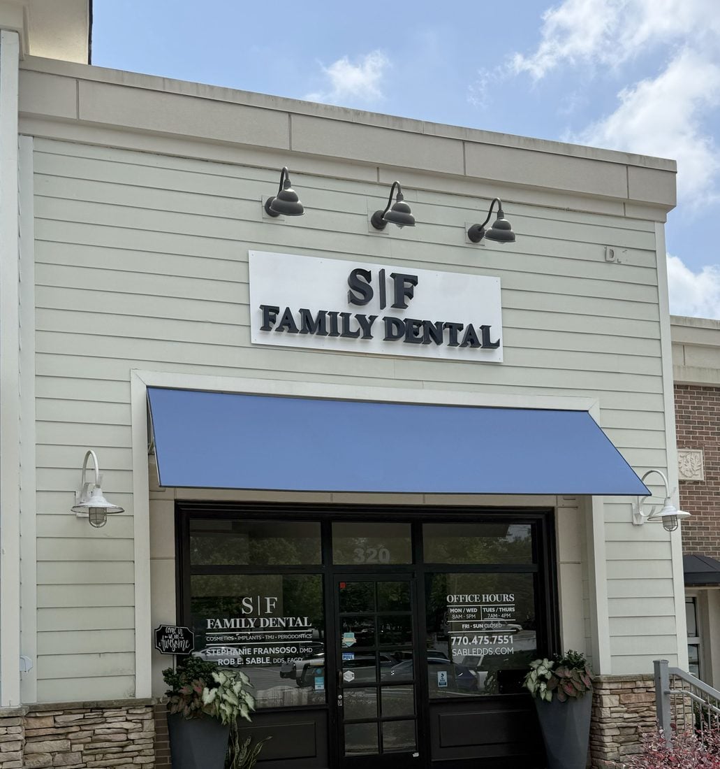 S|F Family Dental office exterior in Alpharetta, Georgia